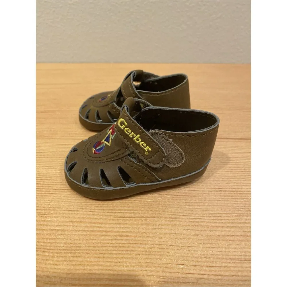 Vintage Gerber Infant Shoes Crib‎ Shoes Brown